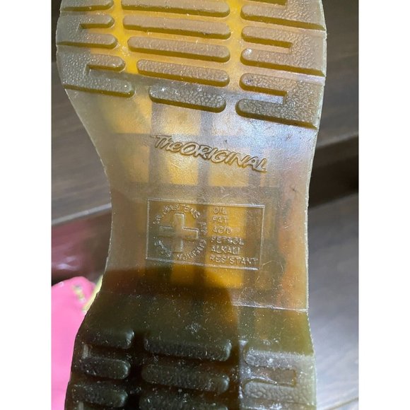 Rare Dr. Martens 1460 W bubble gum pink yellow Patent Lamper Boots Size 7L - Picture 16 of 16